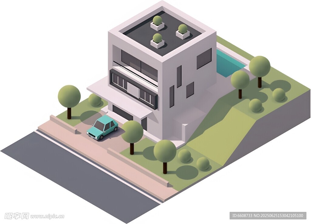 現代簡約風獨棟住宅模型