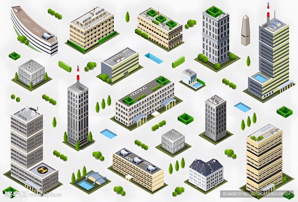 立體城市建筑景觀圖