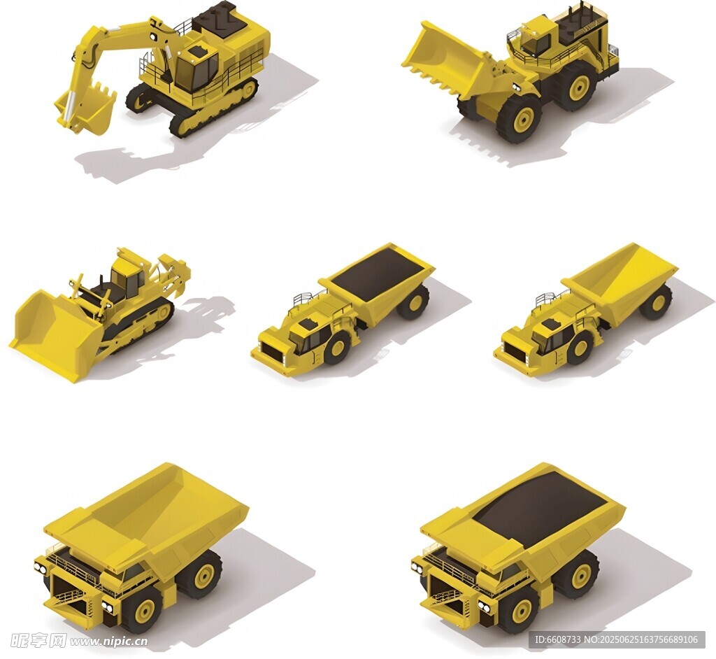 黃色工程車3D模型集合