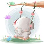 可愛小象蕩秋千