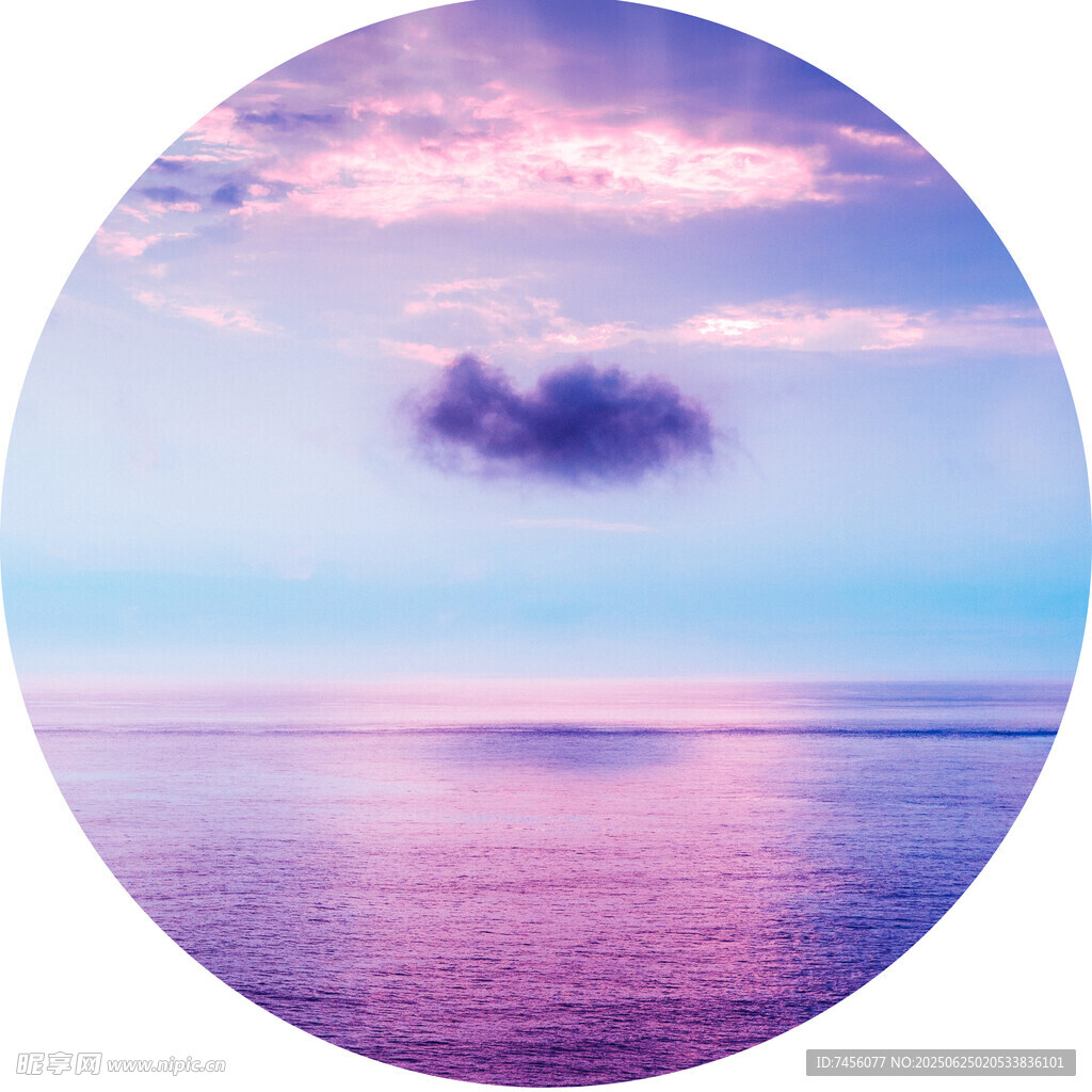 夢幻海上天空美景圓形裝飾畫