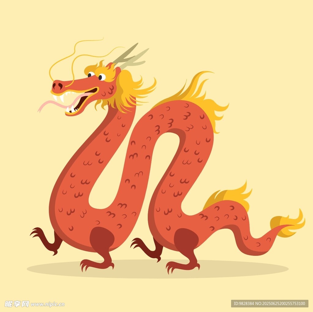 卡通風(fēng)格的紅色神龍