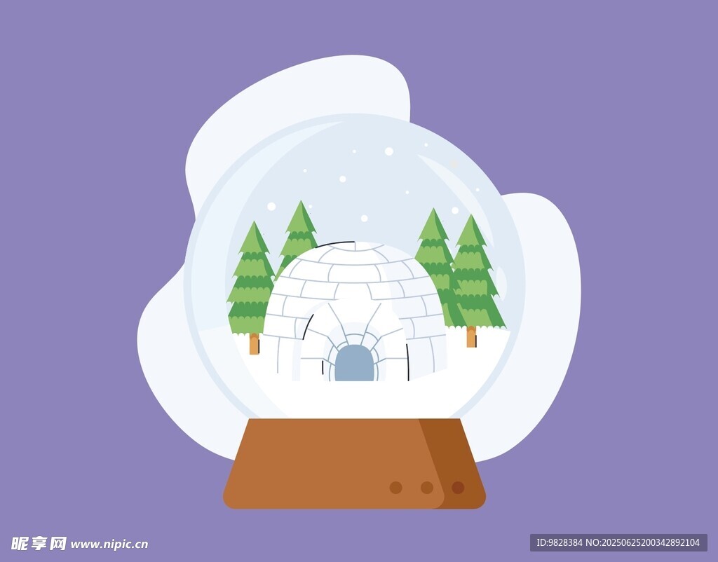 冬日雪景水晶球