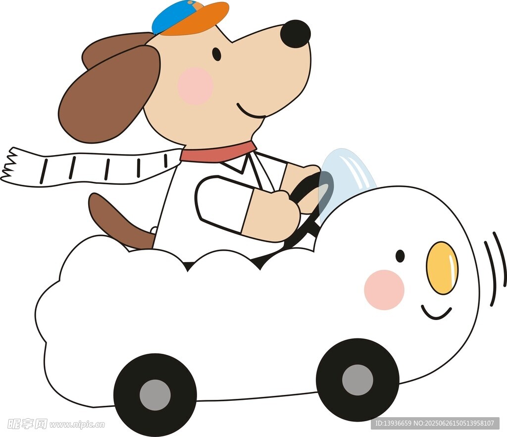 小狗駕駛云朵車