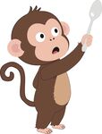 小猴拿勺表情驚訝