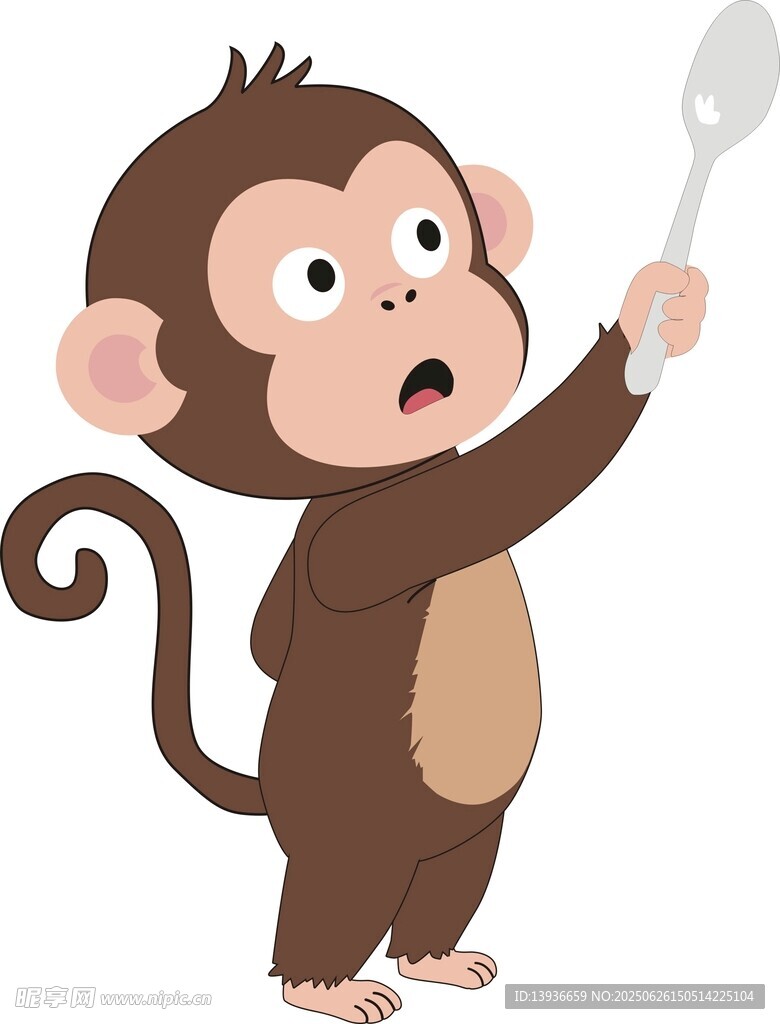 小猴拿勺表情驚訝