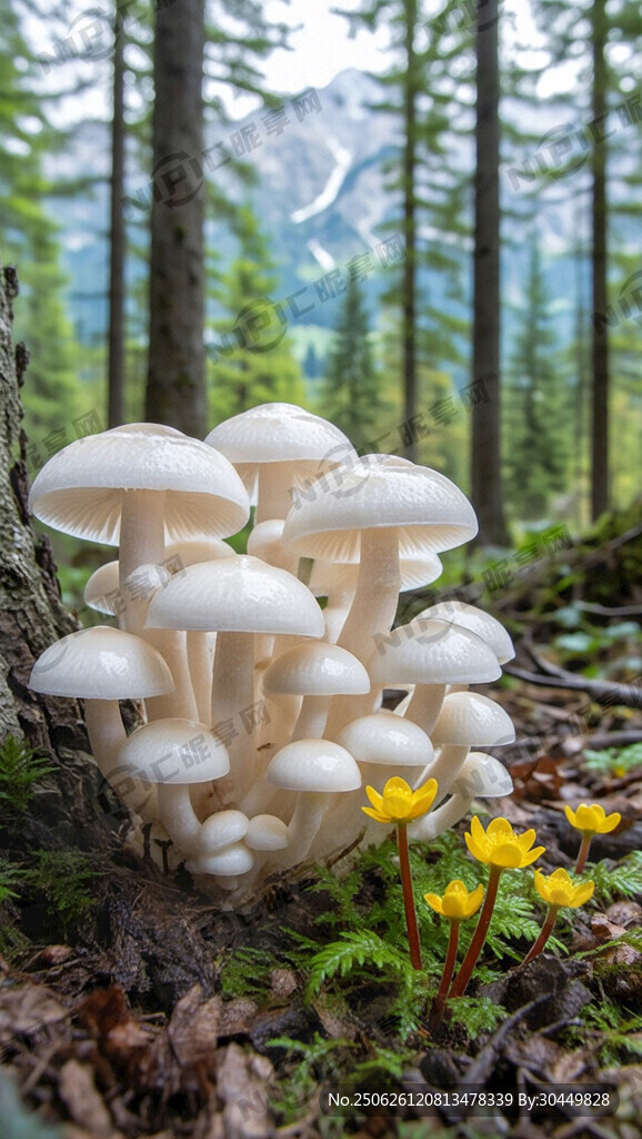 夢(mèng)幻森林  白蘑菇  蘑菇花 