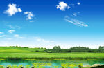 田園湖畔美景