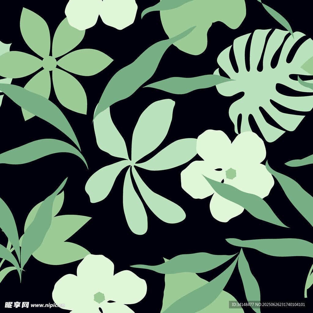 熱帶綠植花卉圖案背景