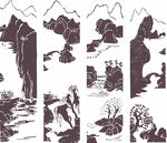 山水風景剪影插畫素材