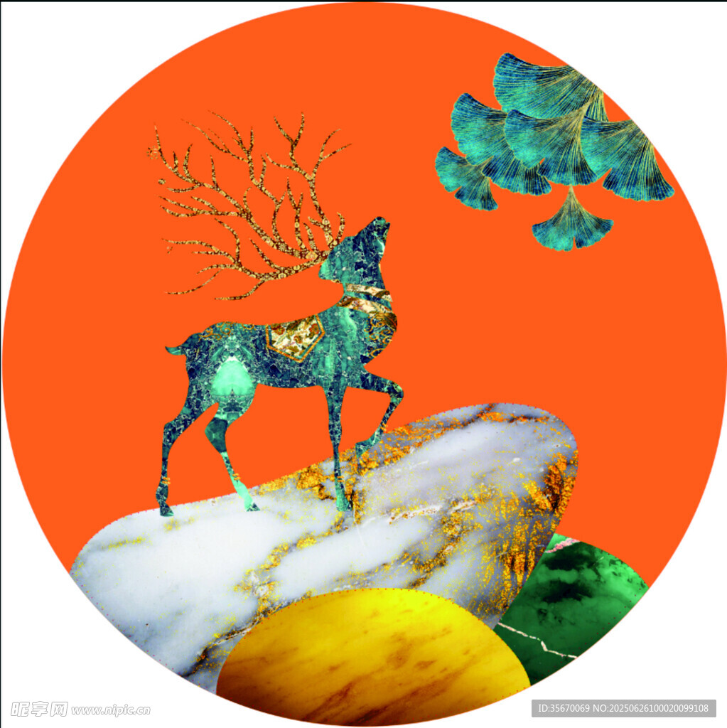 夢(mèng)幻馴鹿于多彩景致中畫(huà)冊(cè)