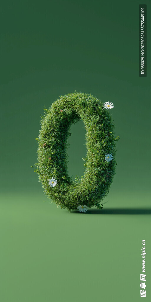 綠色植物環繞的數字0