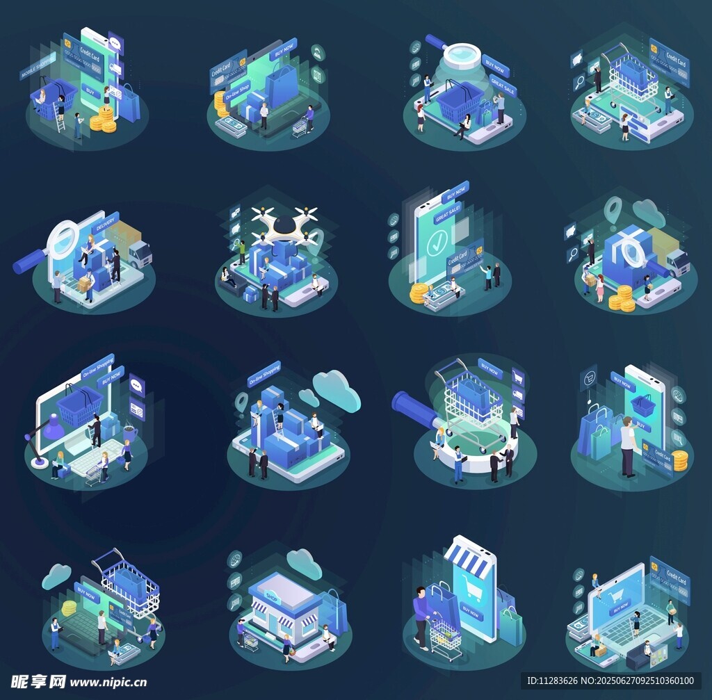 科技感3D圖標集合