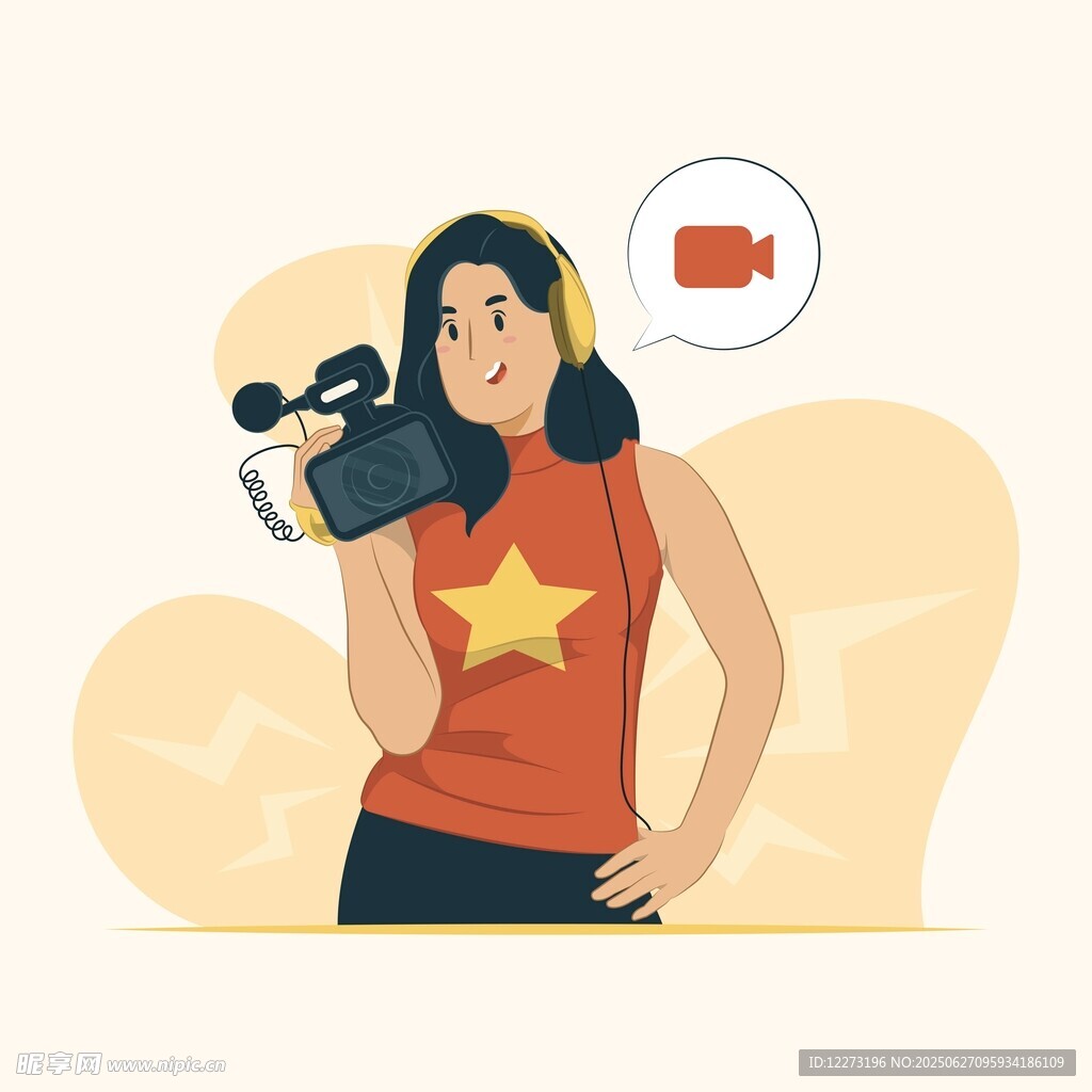 女攝像師手持攝像機創作
