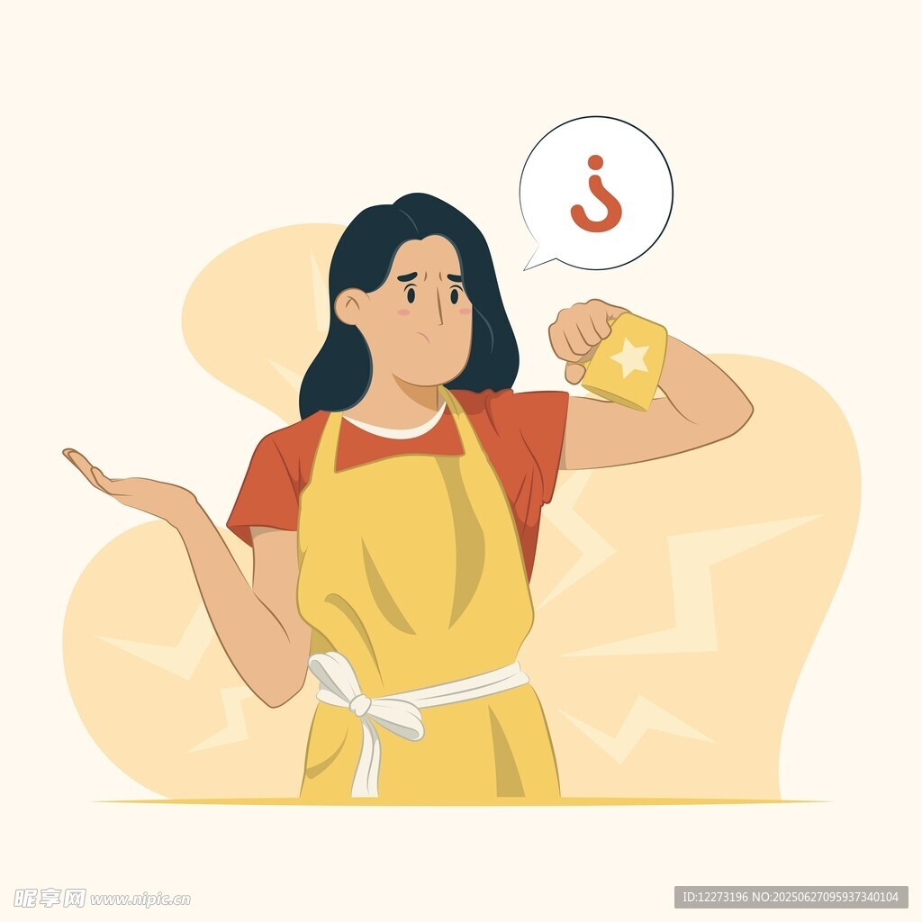 圍裙女士展示烹飪手勢(shì)