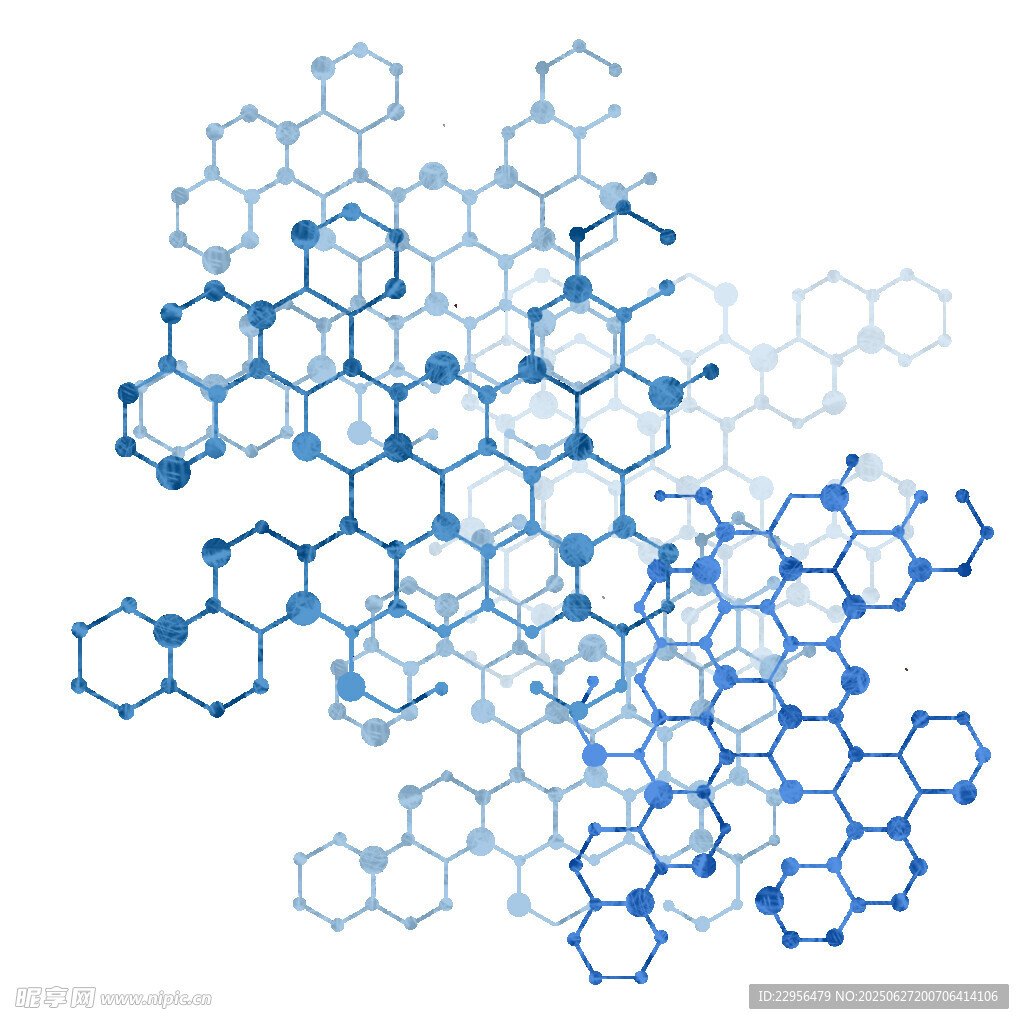 藍色六邊形分子結構圖案