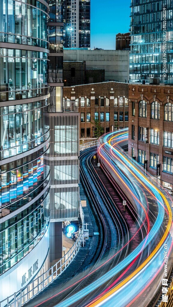 城市夜景車流光影軌跡