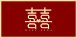 紅色背景雙喜字圖案