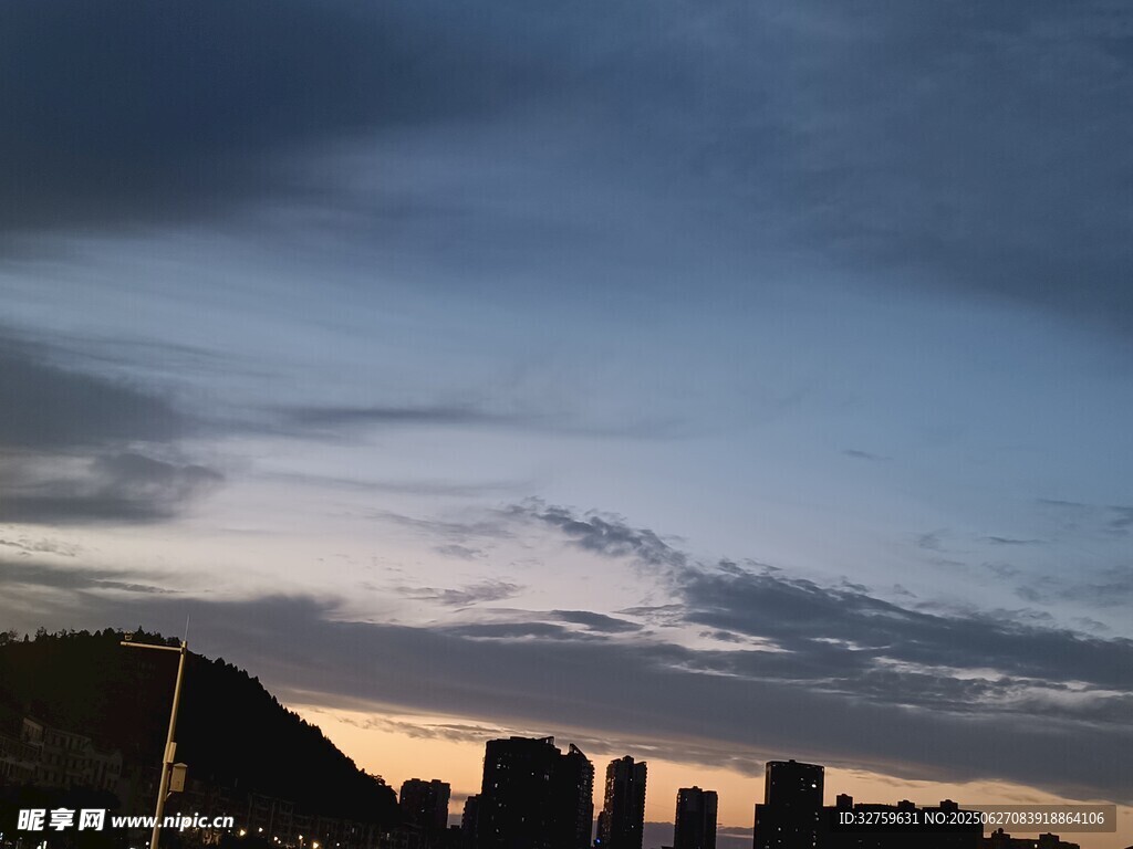 城市黃昏天際線美景