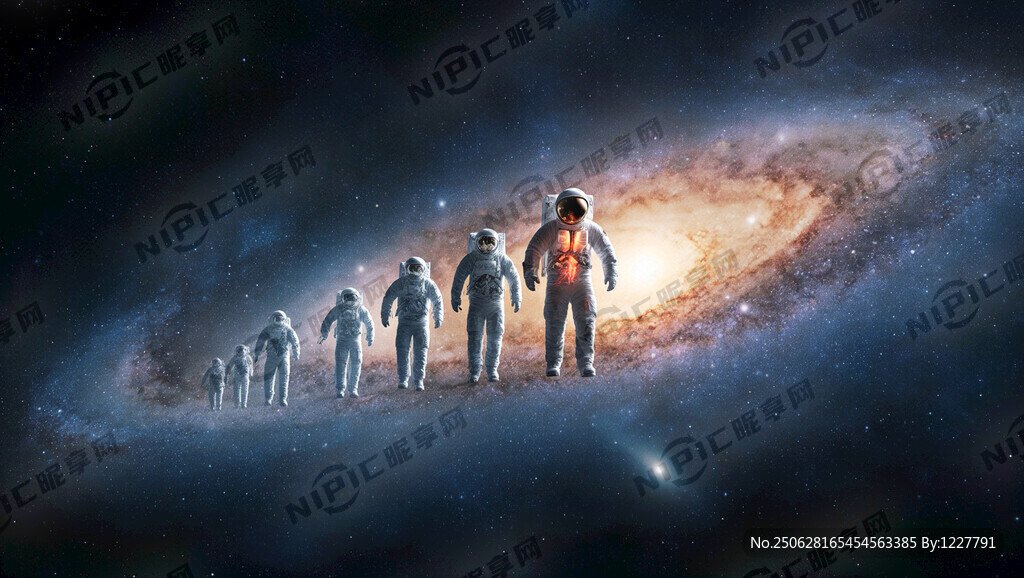 宇宙中一個太空人從遠(yuǎn)處走過來