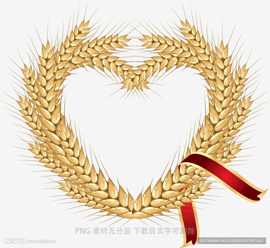 麥穗心形花環(huán)帶紅飄帶