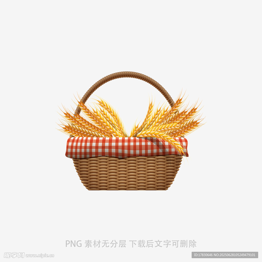 格子籃中金黃麥穗裝飾