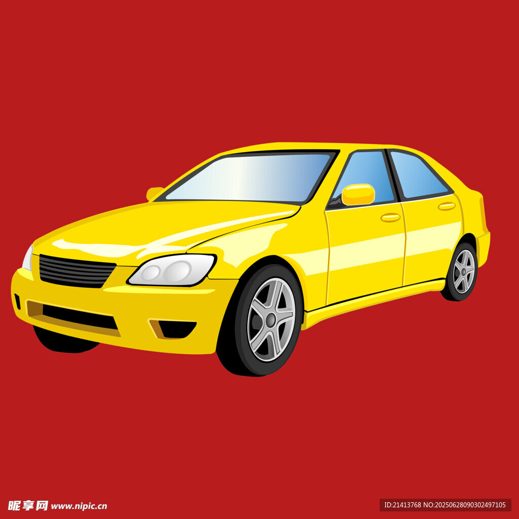 黃色轎車插畫