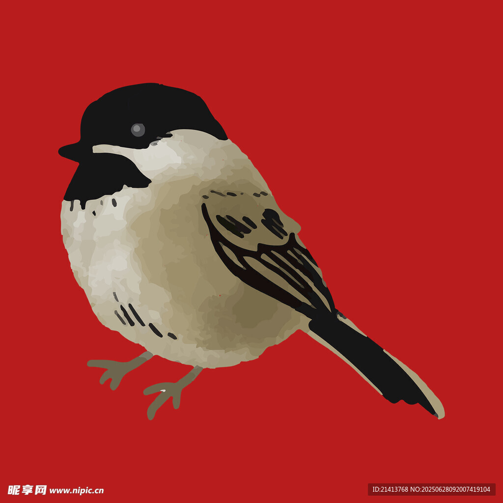 紅色背景上的可愛(ài)小鳥(niǎo)