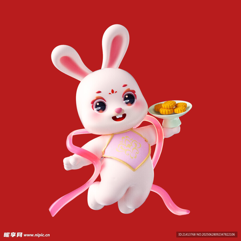可愛(ài)玉兔持金碗送祥瑞