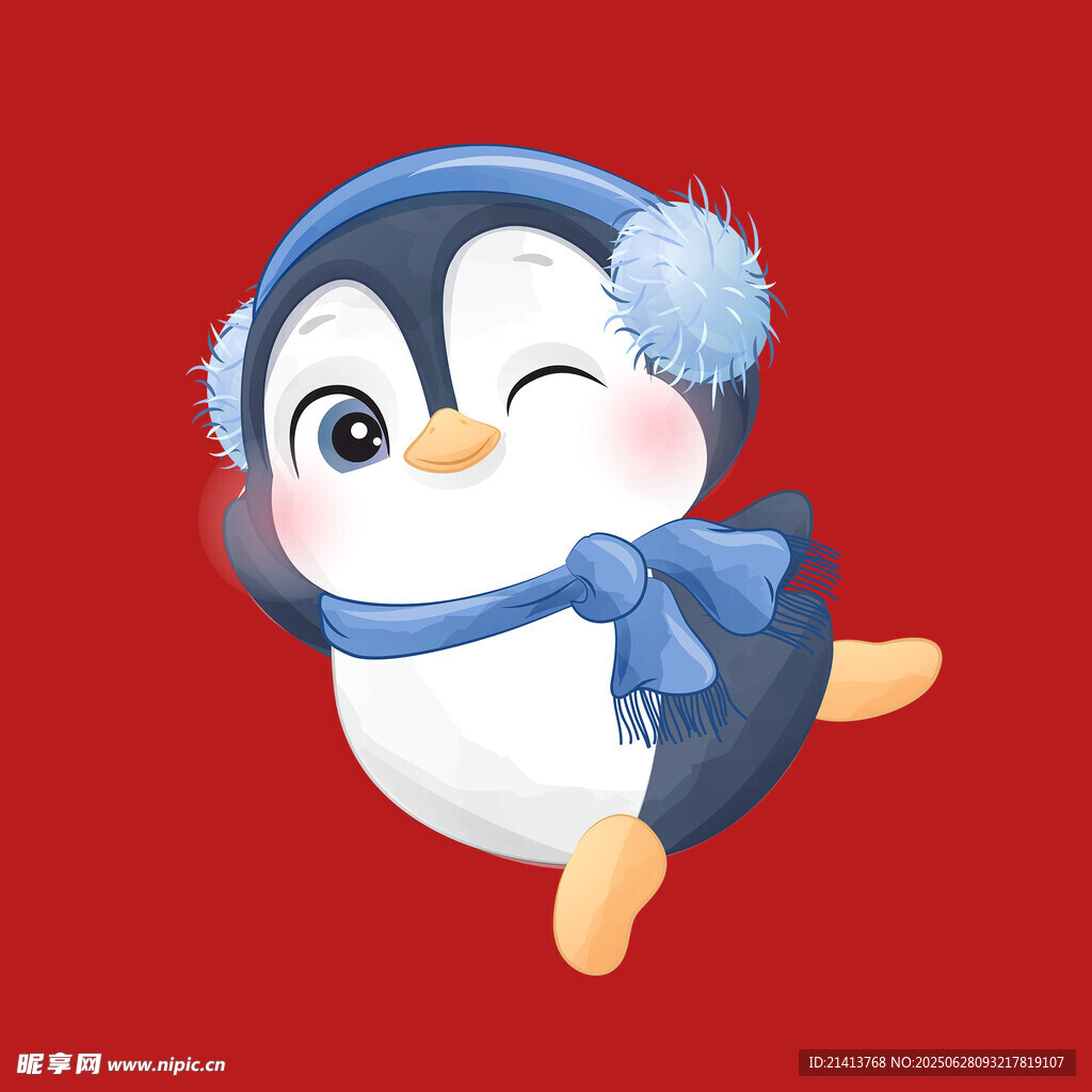 可愛企鵝冬日俏皮形象