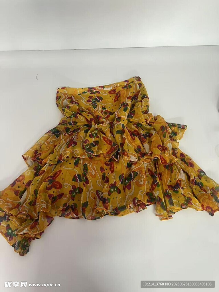 印花荷葉邊女士上衣