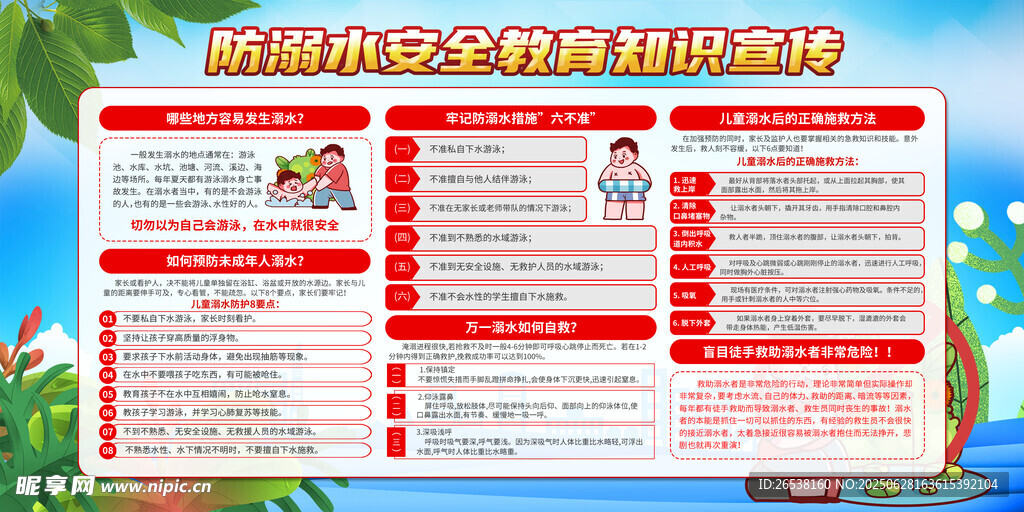 防溺水知識(shí)宣傳安全教育展板