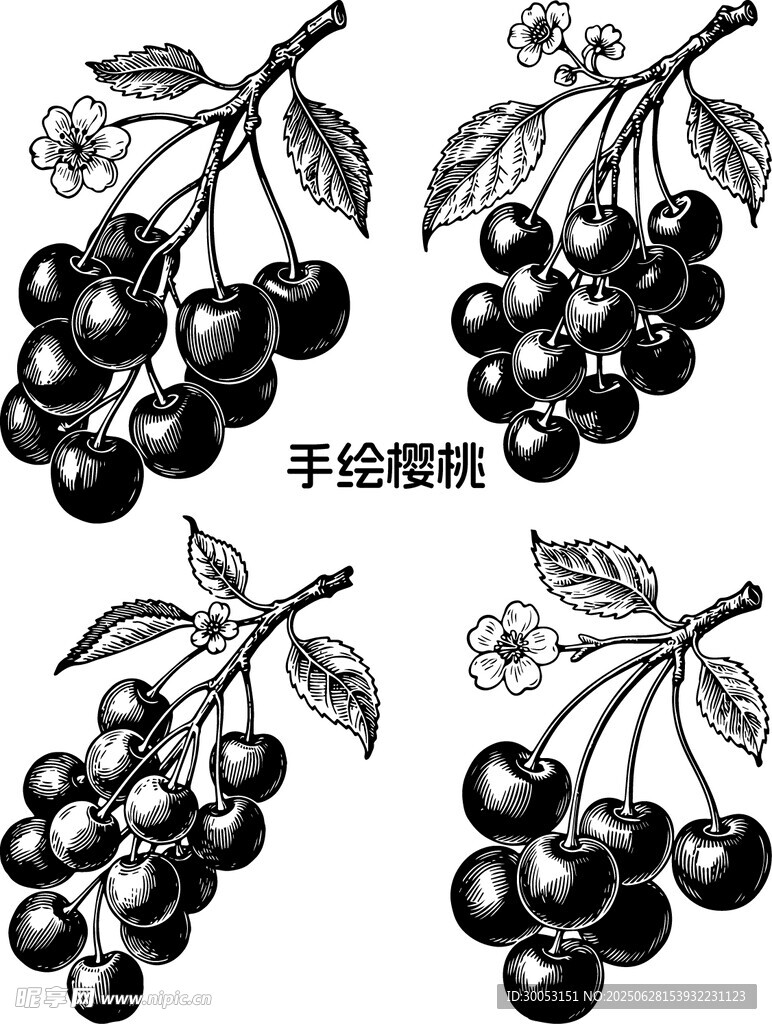 手繪櫻桃圖案