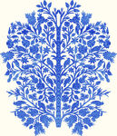 藍(lán)白花卉對稱圖案
