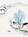 水墨江南水鄉風景圖