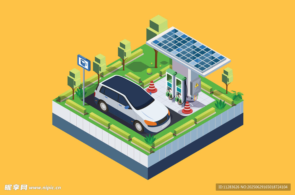 電動汽車太陽能充電站場景