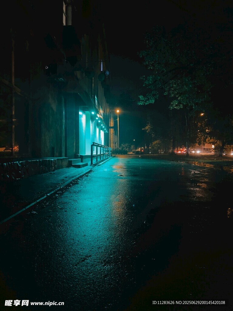 雨夜街頭的夢幻光影