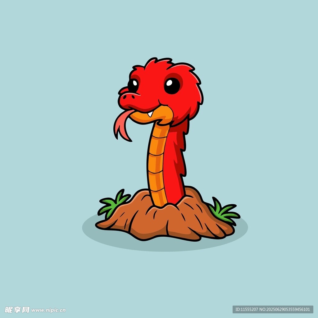可愛(ài)紅蛇從土中探出