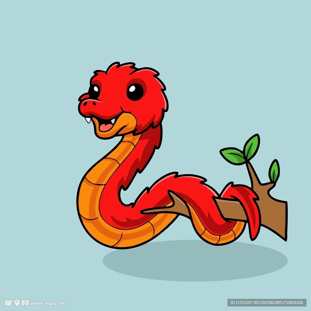 可愛紅蛇盤于樹枝上