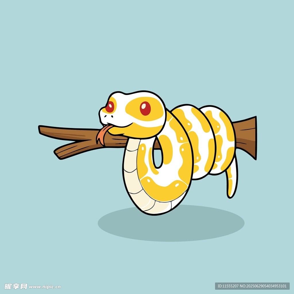 樹枝上的卡通小黃蛇