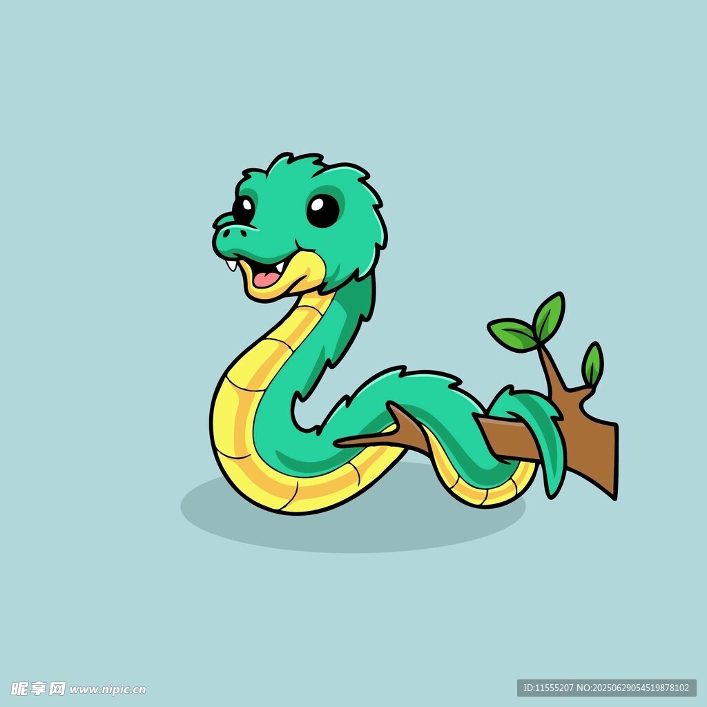可愛綠蛇與小植物