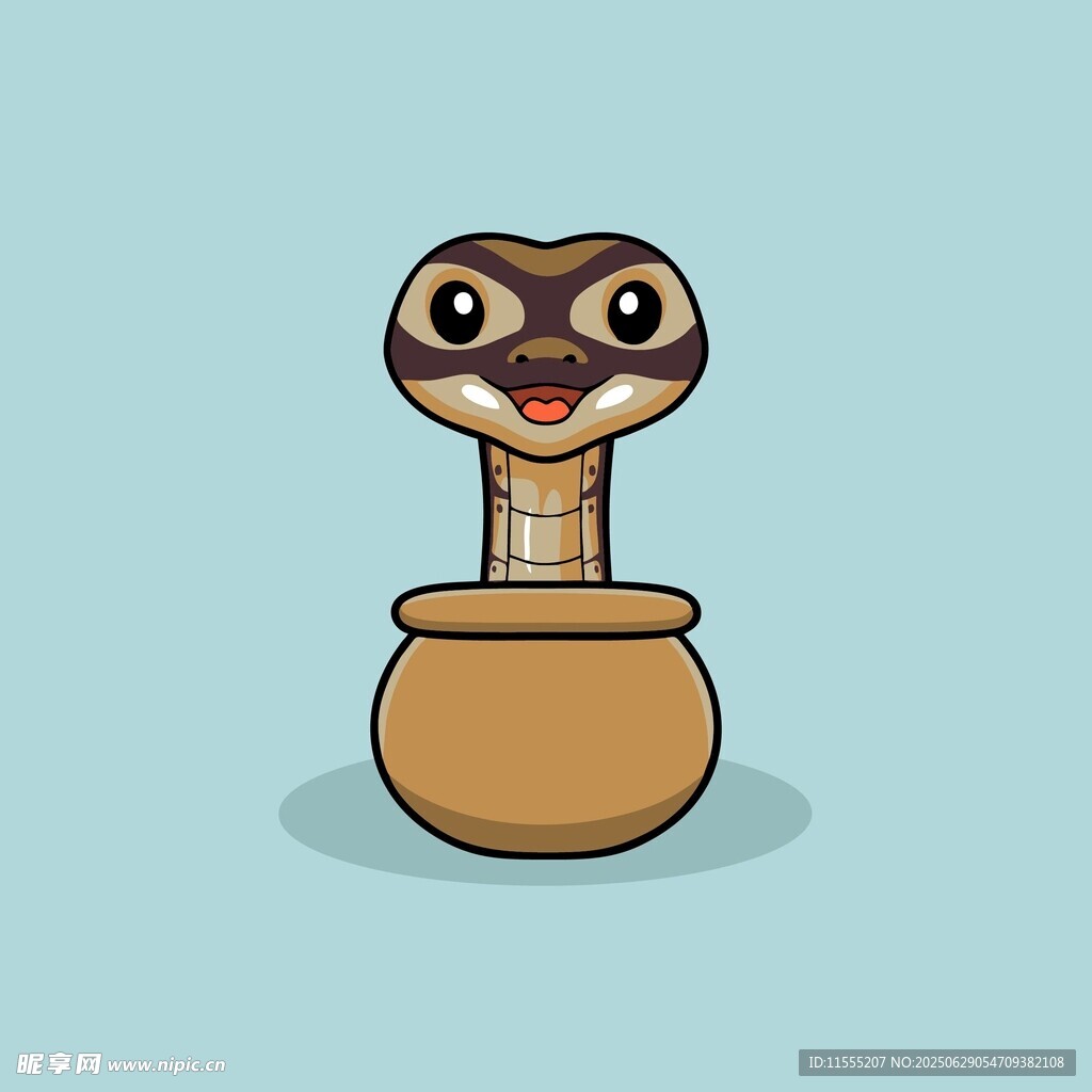 陶罐中的可愛卡通蛇