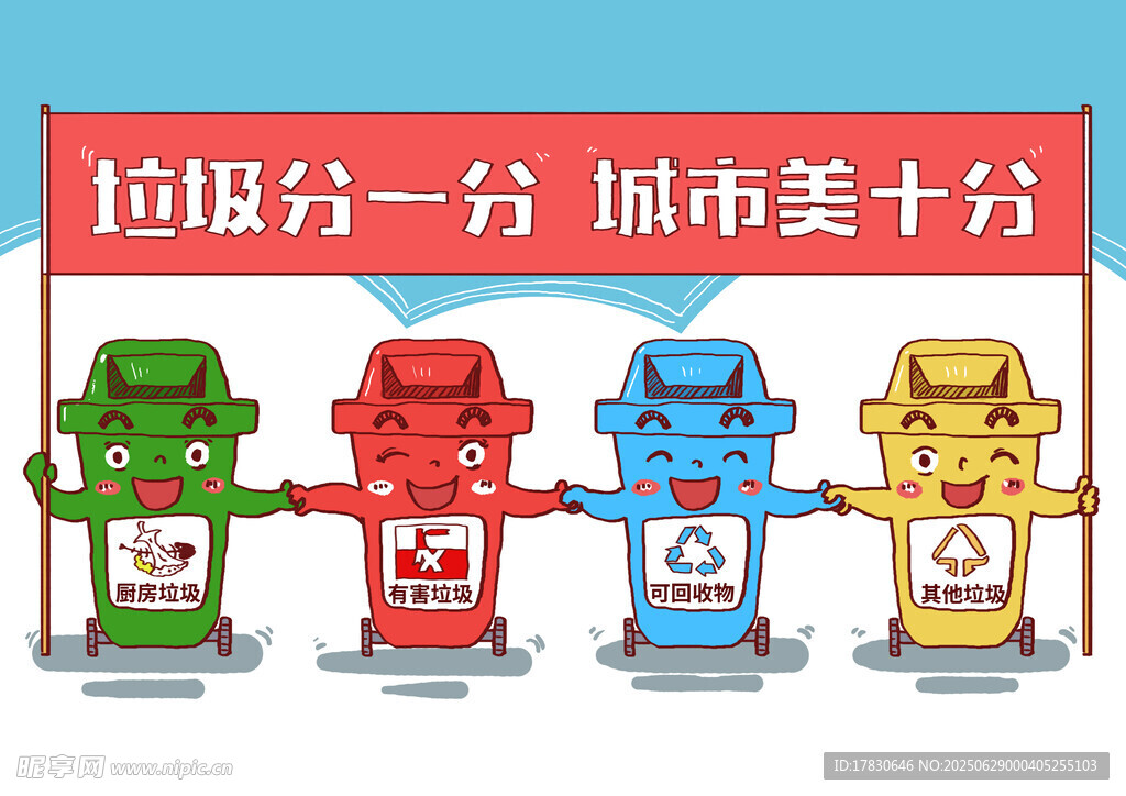 城市垃圾分類宣傳畫面