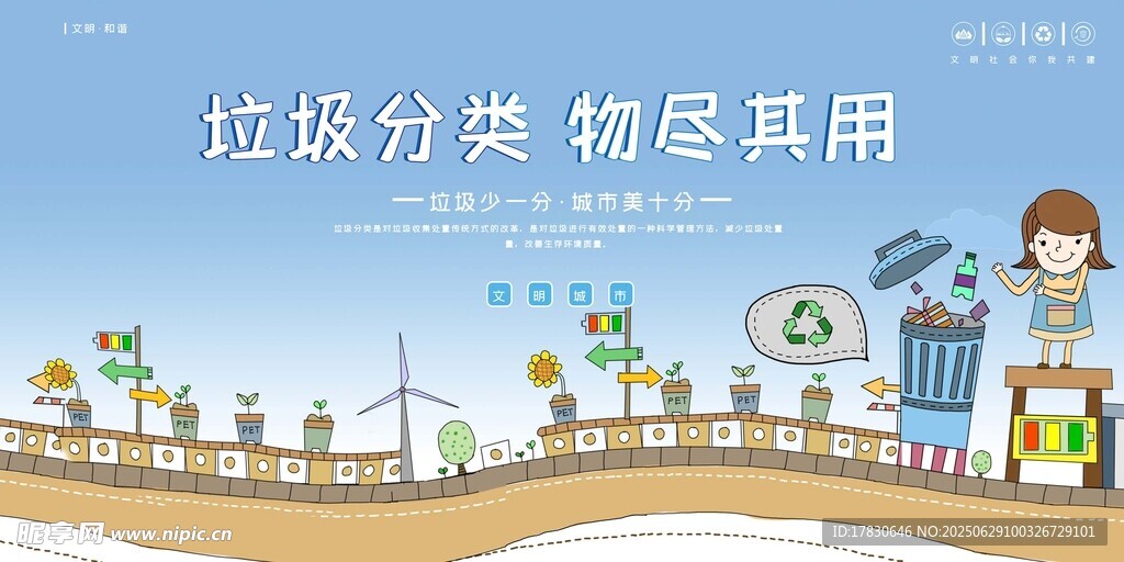 垃圾分類(lèi)宣傳插畫(huà)場(chǎng)景