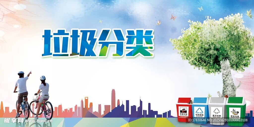 城市垃圾分類宣傳畫面