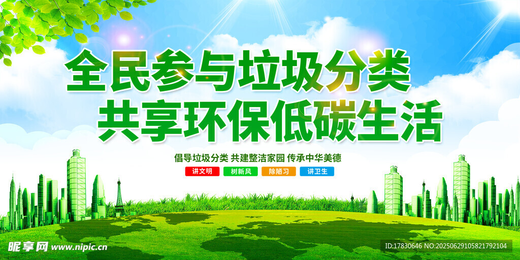 全民參與垃圾分類宣傳圖