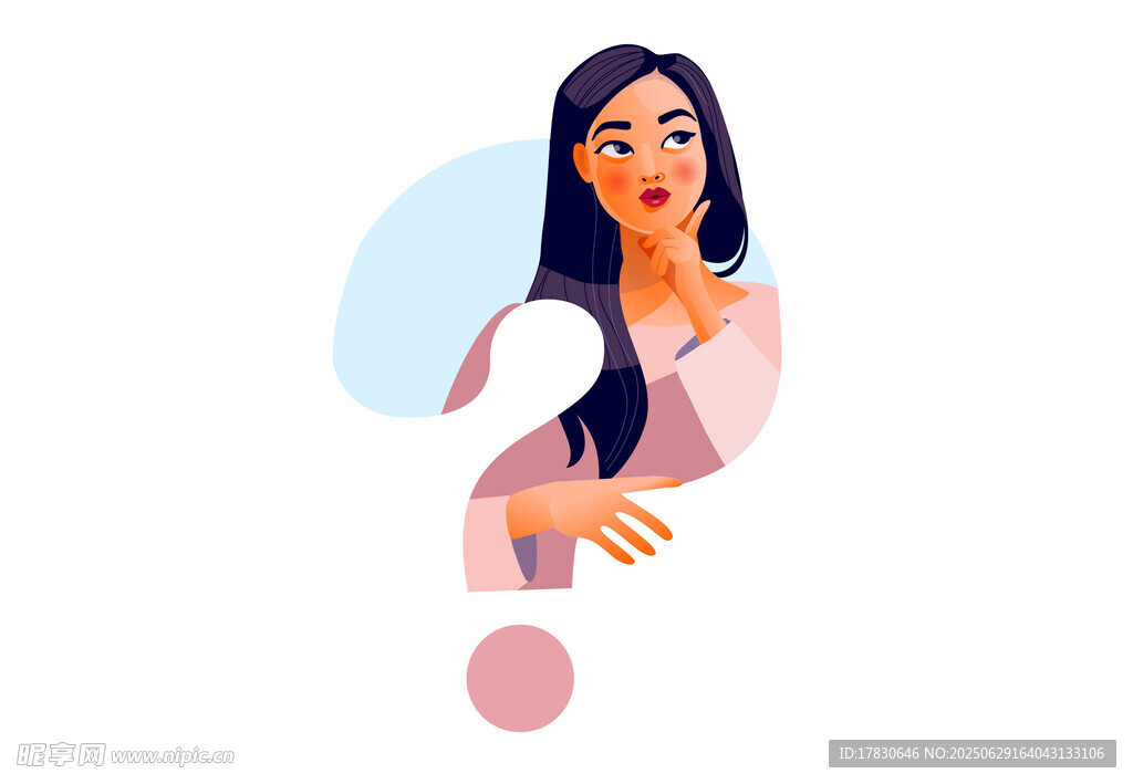 優(yōu)雅長發(fā)女性插畫形象