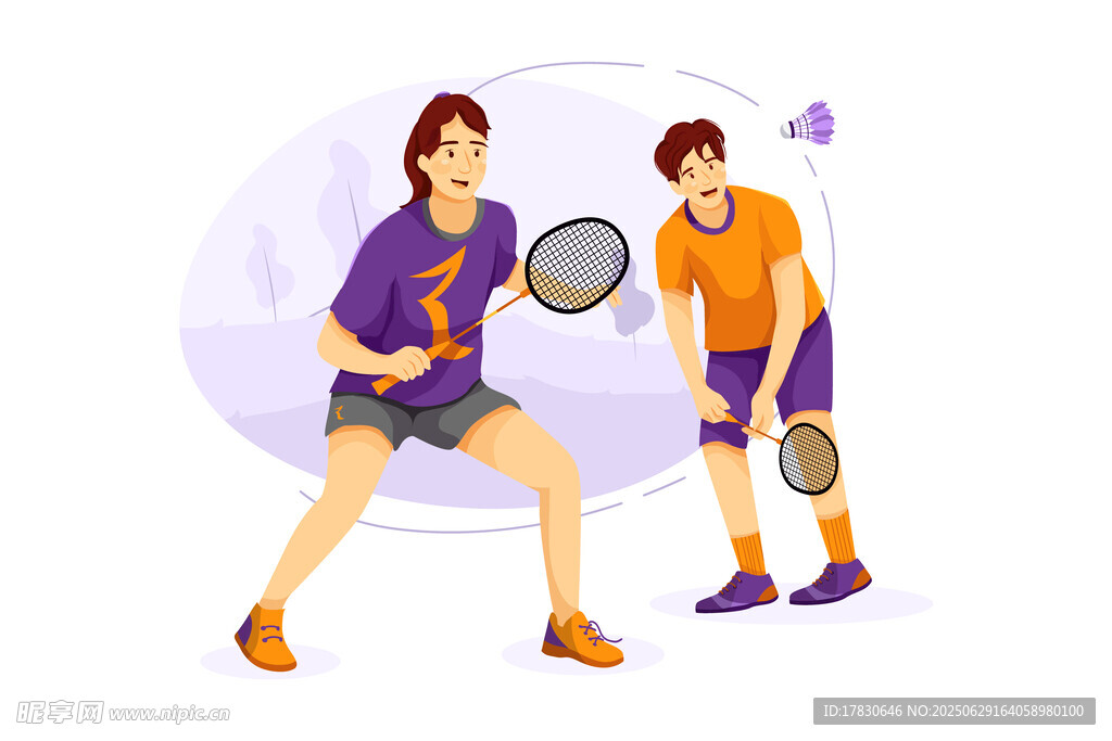 兩位網(wǎng)球運(yùn)動(dòng)員準(zhǔn)備擊球