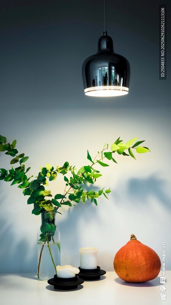 簡約綠植臺燈家居擺件