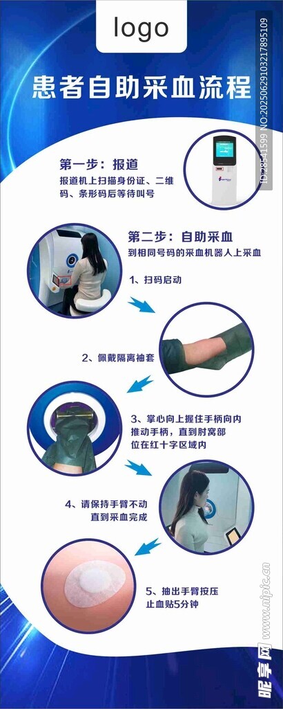 自助采血流程易拉寶展架海報